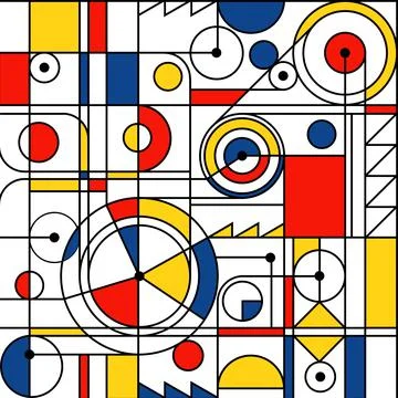 Modern seamless pattern in the style of Neoplasticism, Bauhaus, Mondrian Stock Illustration