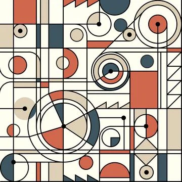 Modern seamless pattern in the style of Neoplasticism, Bauhaus, Mondrian Stock Illustration