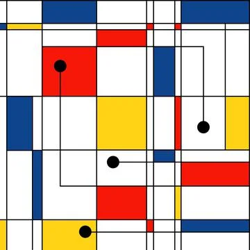 Modern seamless pattern in the style of Neoplasticism, Bauhaus, Mondrian Stock Illustration