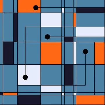 Modern seamless pattern in the style of Neoplasticism, Bauhaus, Mondrian Stock Illustration