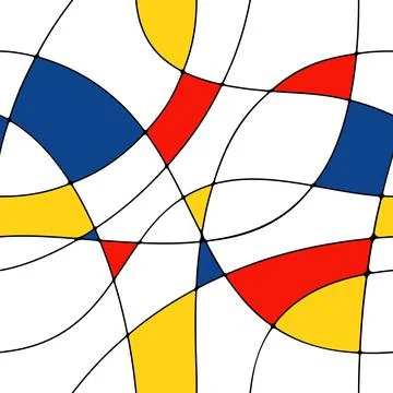 Modern seamless pattern in the style of Neoplasticism, Bauhaus, Mondrian Stock Illustration