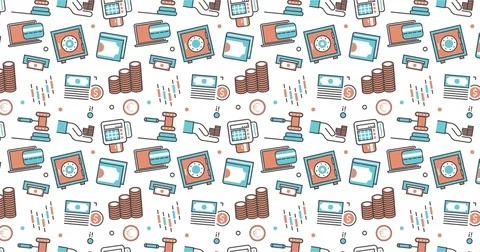 Modern seamless pattern texture background of flat e-commerce, shopping icons. Vídeos de archivo 79733882