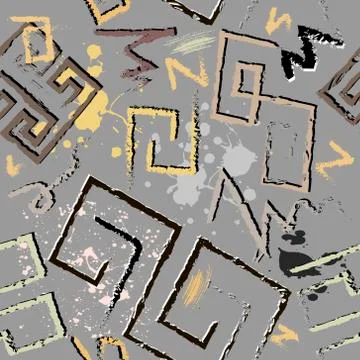 Modern seamless pattern.  Vector ornamental greek background. Grunge repeat t Illustrazione stock