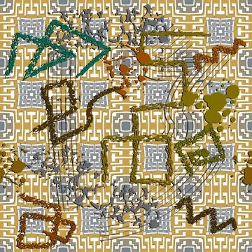 Modern seamless pattern.  Vector ornamental greek background. Grunge repeat c 스톡 일러스트