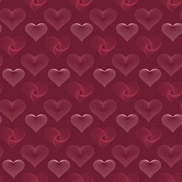 Modern seamless pattern of wireframe heart symbols. romantic pink love hearts Illustrazione stock
