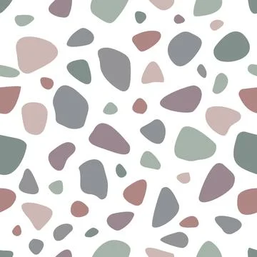 Modern seamless terrazzo pattern texture with muted pastel organic stone sh.. 库存插图