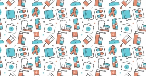 Modern seamless texture background of flat medicine icons Video stock 75331605