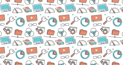 Modern seamless texture background of flat seo optimization icons Stock Footage 75333155