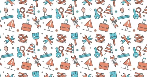 Modern seamless texture background of flat job, work Items icons Stock Footage 75334556