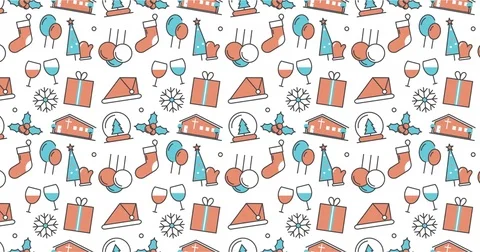Modern seamless texture background of flat christmas icons Stock Footage 75334694