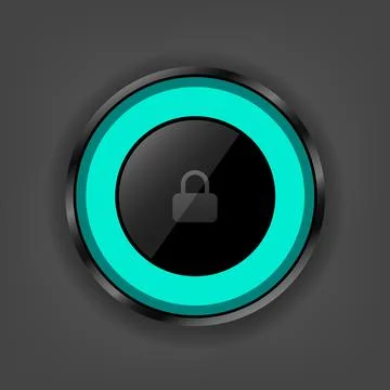 Modern Secure Lock Button User Interface Technology Icon Stock Illustration