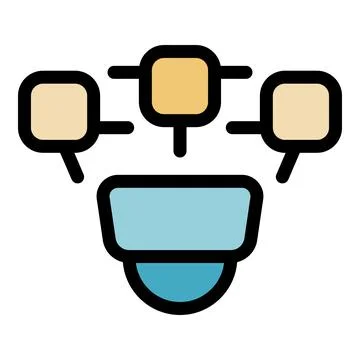 Modern security camera connecting to multiple devices wirelessly Illustrazione stock