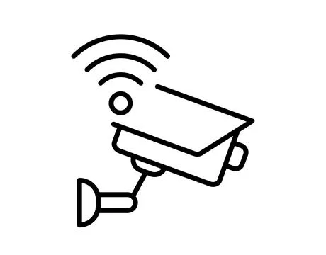 Modern Security Camera with Signal Waves for Surveillance and Safety Stock Illustration