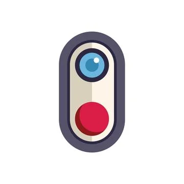 Modern security camera watching and recording with red button Illustrazione stock