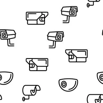Modern Security Cameras Seamless Pattern Illustrazione stock