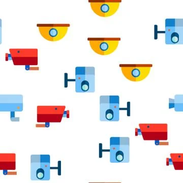 Modern Security Cameras Vector Seamless Pattern イラスト素材