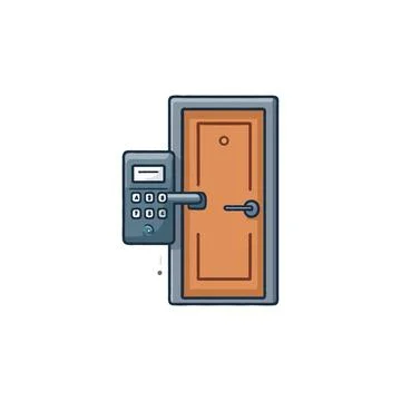 Modern Security: Digital Keypad Door Access System for Enhanced Home or Off.. Ilustración de archivo