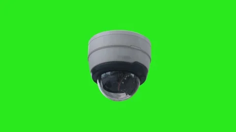 Modern security dome camera rotating on green screen background for surveil.. Stock Footage 337386477