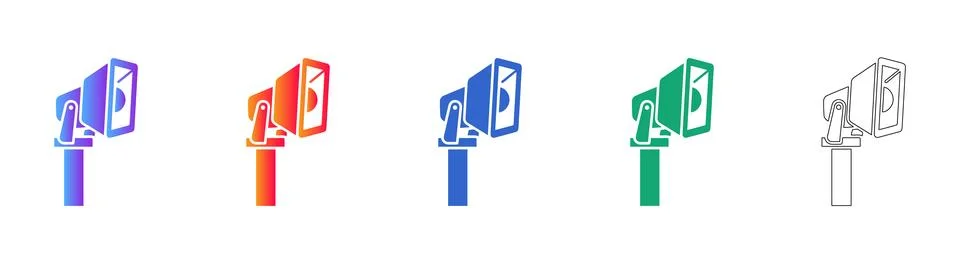 Modern Security Floodlight Camera Icon Set Stockillustratie