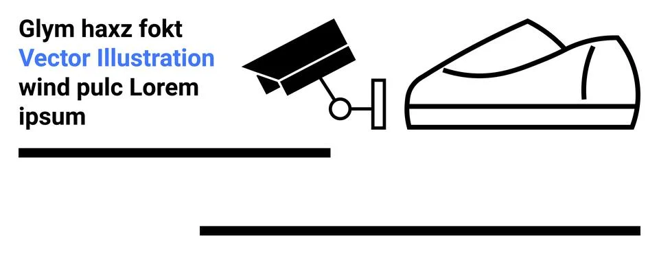 Modern Security Solutions with Surveillance Camera and Sleek Shoe Design in.. Stock Illustration