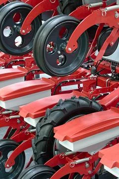 Modern seeder, sowing machine Stock Photos