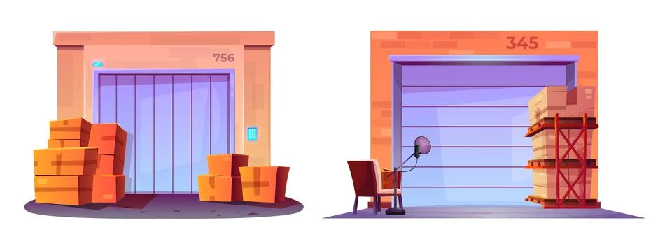 Modern self storage units Ilustración de archivo