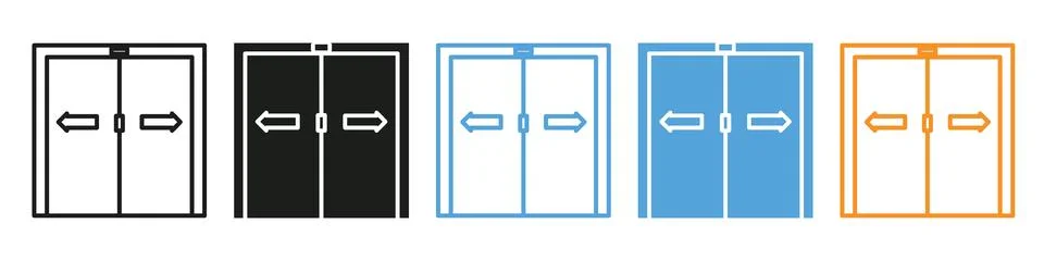 Modern Sensor-Based Sliding Door Icon for Automated Entrance Systems Stock Illustration