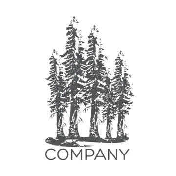 Modern Sequoia tree logo Stock Illustration