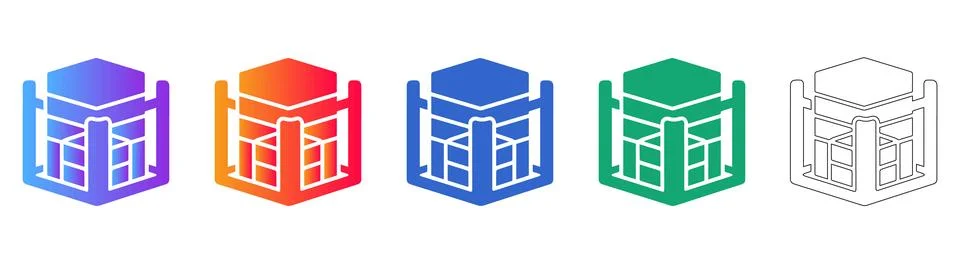 Modern Server Rack Data Center Isometric Icon Set 스톡 일러스트