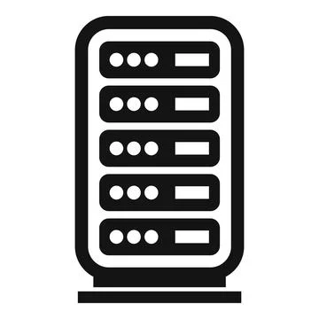 Modern server rack icon for data storage and network infrastructure in black and Illustrazione stock