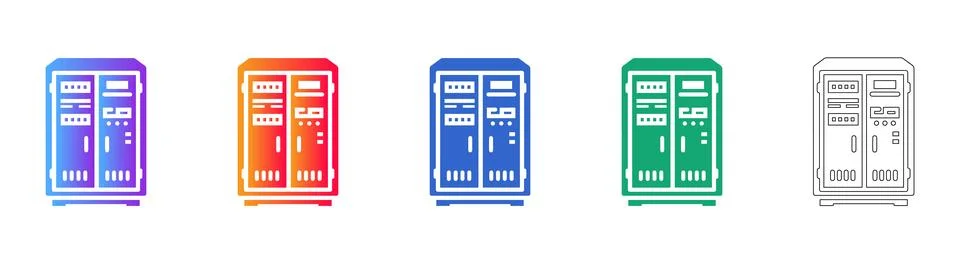 Modern Server Rack Icons Set Stock Illustration