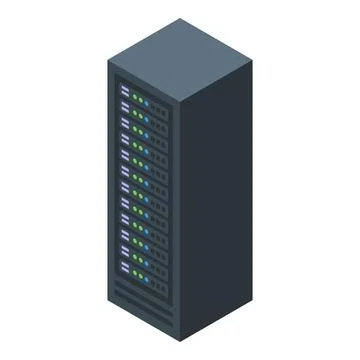 Modern server rack processing data in isometric view Illustrazione stock