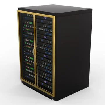 Modern server rack. Server rack image. Isolated on white background. 3d render 스톡 일러스트