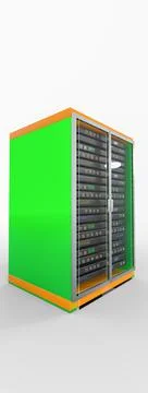 Modern server rack. Server rack image. Isolated on white background. 3d render 스톡 일러스트