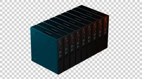 Modern server rack stack isolated on transparent background Stock Illustration