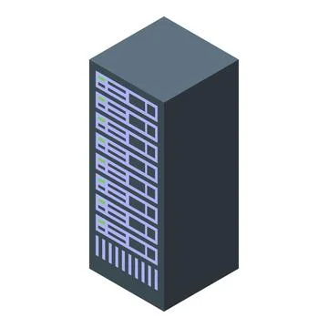 Modern server rack storing and processing data in isometric view Illustrazione stock