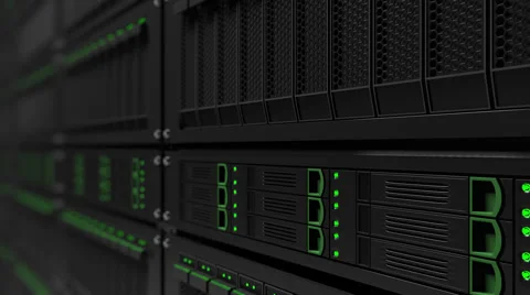 Modern server racks shallow focus dolly shot. Seamless loop able 4K clip Stock Footage 65673184