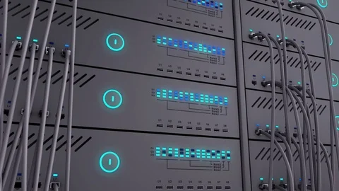 Modern server. Realistic LED. Working data servers Stock Footage 70546482