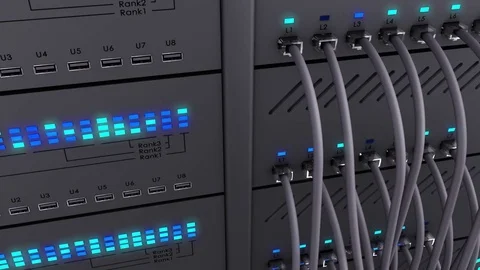 Modern server. Realistic LED. Working data servers. Static camera Stock Footage 70634057
