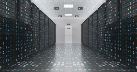 Modern Server Room Environment. Computer Racks All Around. Data Center. Stock Footage 125842929