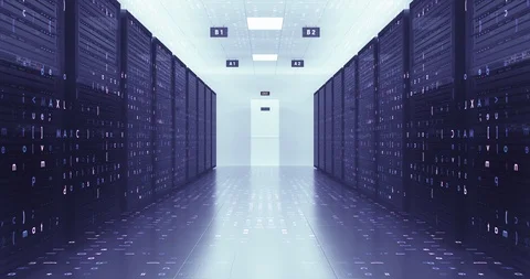 Modern Server Room Environment. Computer Racks All Around. Data Center. 库存影片 125843570