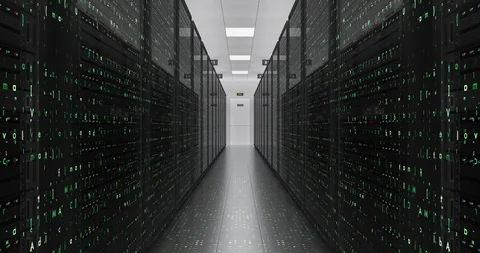 Modern Server Room Environment. Computer Racks All Around. Data Center. 库存影片 125846088