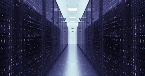 Modern Server Room Environment. Computer Racks All Around. Data Center. 库存影片 125846985