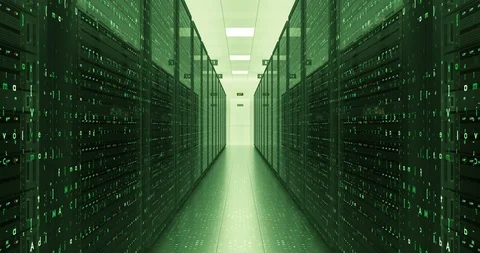 Modern Server Room Environment. Computer Racks All Around. Data Center. Stock Footage 125847946