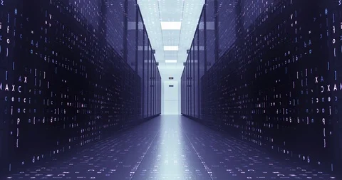 Modern Server Room Environment. Computer Racks All Around. Data Center. 库存影片 125855329