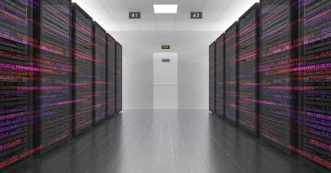 Modern Server Room Environment Computer Racks All Around Futuristic Data Center Illustrazione stock
