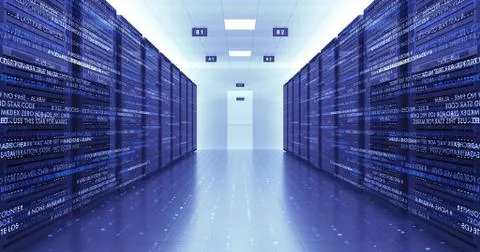 Modern Server Room Environment Computer Racks All Around Futuristic Data Center Illustrazione stock