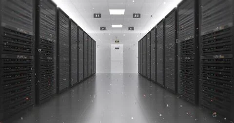 Modern Server Room Environment Computer Racks All Around Futuristic Data Center Illustrazione stock