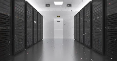 Modern Server Room Environment Computer Racks All Around Futuristic Data Center Illustrazione stock
