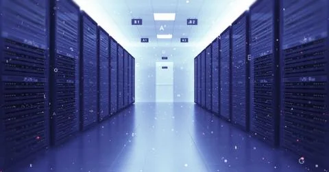 Modern Server Room Environment Computer Racks All Around Futuristic Data Center Illustrazione stock